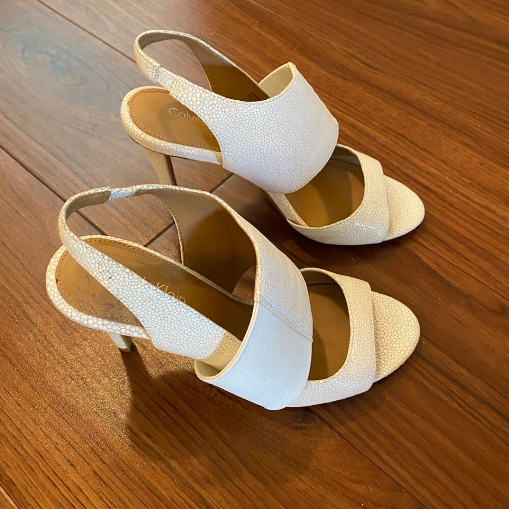 Calvin Klein Navea white sandals with heels - new condition